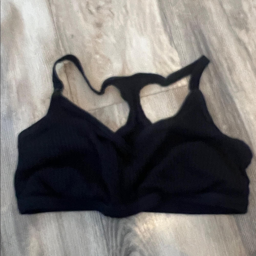 Black ribbed  maternity nursing Sports Bra